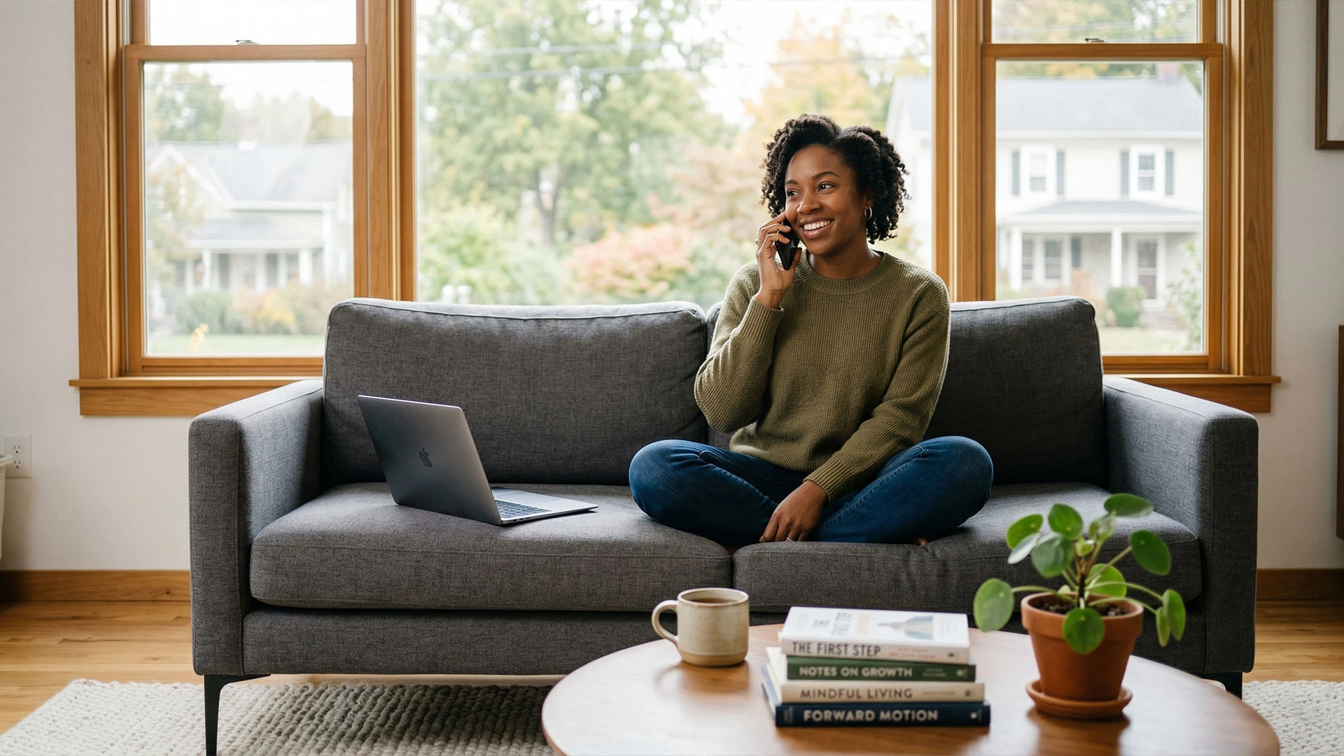 Woman reviewing insurance options on her phone